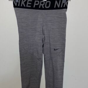 Nike Pro Dri-Fit Women's Gray Heather Elastic Waist Compression Leggings Medium